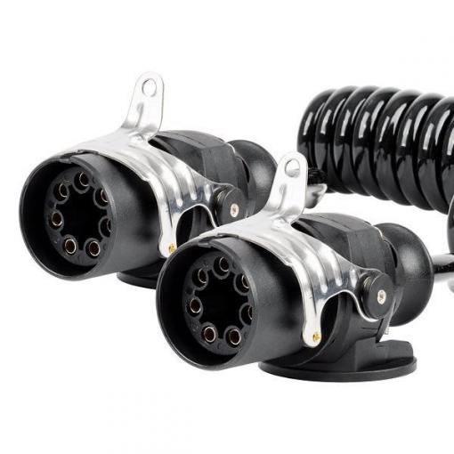 Spirálový kabel pro přívěs 2× 7pin EBS, 5 m, 24 V, AMIO h_t567b