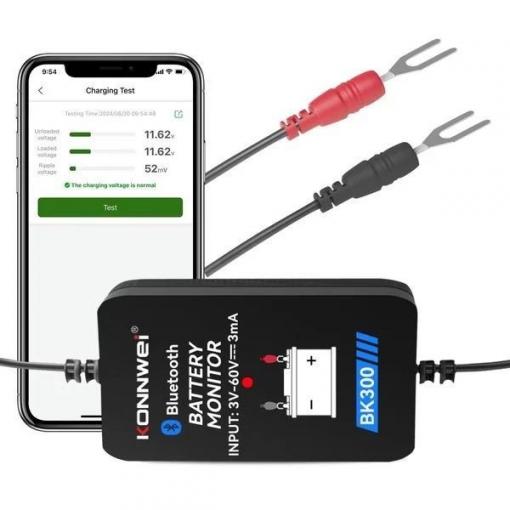 Bluetooth tester baterií KONNWEI BK300, 6–24 V