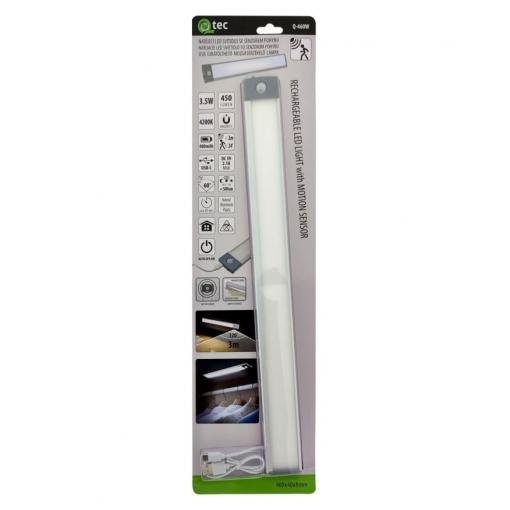 LED svítidlo QTEC Q-460W, 3,5 W, USB-C nabíjení, senzor pohybu