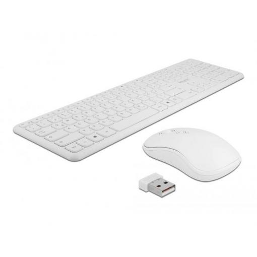 Delock 12703 bezdrátový myš, klávesnice integrovaný scrollpad, tlačítka myši, s číselnou klávesnicí, nabíjecí německá, QWERTZ bílá