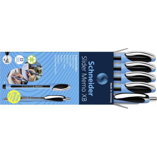 Schneider Schreibgeräte Etui 4x Memo + 1x Rave schwarz 150245 kuličkové pero Barva písma: černá 5 ks