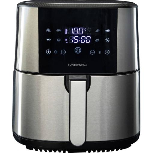 Gastronoma 18290007 horkovzdušná fritéza, 8 l, 1 800 W, ochrana proti přehřátí, s displejem, nepřilnavý povlak, Cool touch pouzdro, bez BPA, černá, stříbrná