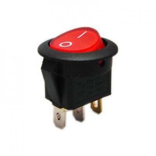 Přepínač kolébkový kulatý prosvětlený 2pol./3pin ON-OFF 250V/6A červený 02620015