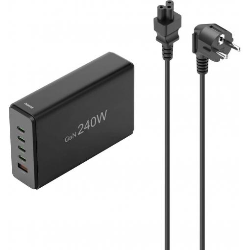 Hama USB nabíjecí hub, Rychlonabíječka, USB Power Delivery (USB-PD) , GaN, Qualcomm Quick Charge 3.0 , USB-C® zásuvka, USB-A zásuvka, 240 W, QC 2,0, Power