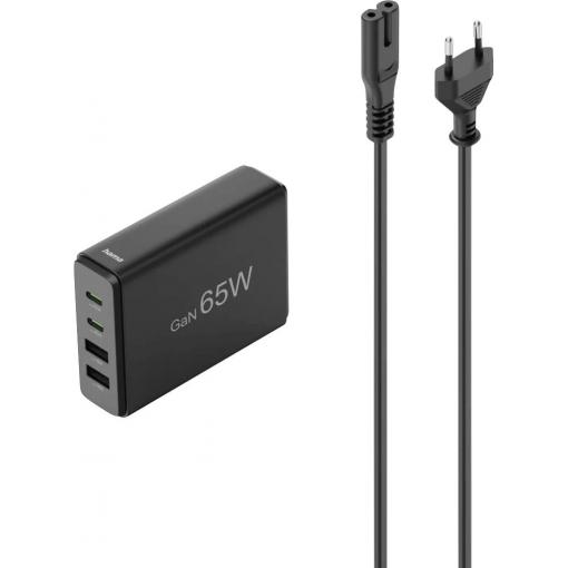 Hama USB nabíjecí hub, GaN, USB-C® zástrčka, 65.00 W, Dodávka energie, černá