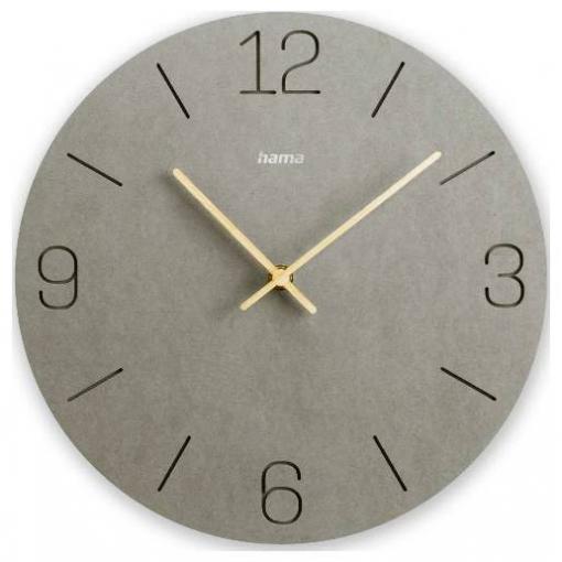 Hama 00185881 Quartz nástěnné hodiny 30 cm x 30.00 mm x 30.00 mm x 2.00 mm, šedá, tiché hodiny (bez tikání)