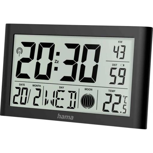 Hama 00222217 elektronické, DCF rádiové hodiny 20 cm x 20.00 mm x 12.00 mm x 2.60 mm, černá