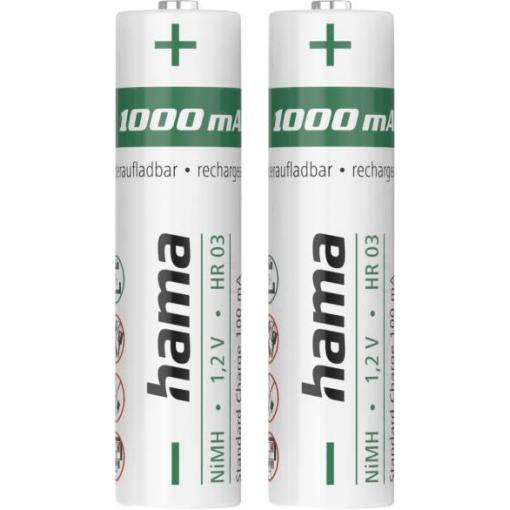 Hama NiMH-Akkus, AAA Micro, 1000 mAh, 1,2 V, 2 Stück akumulátor AAA Ni-MH 1.2 V 2 ks