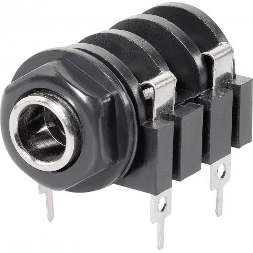TRU COMPONENTS 1578875 jack konektor 6.35 mm zásuvka, vestavná horizontální Pólů: 2 mono černá 1 ks