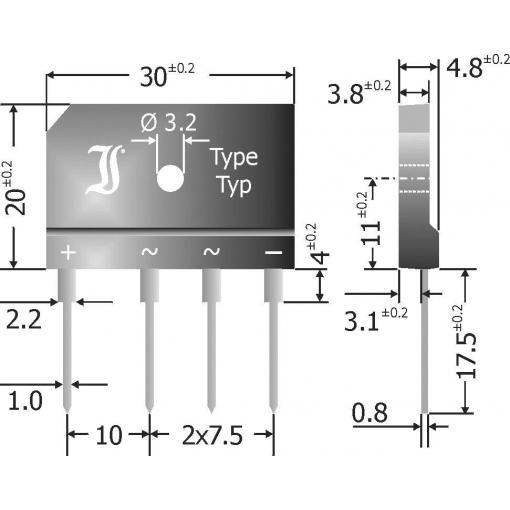 TRU COMPONENTS TC-GBI25G můstkový usměrňovač SIL-4 400 V 25 A jednofázové