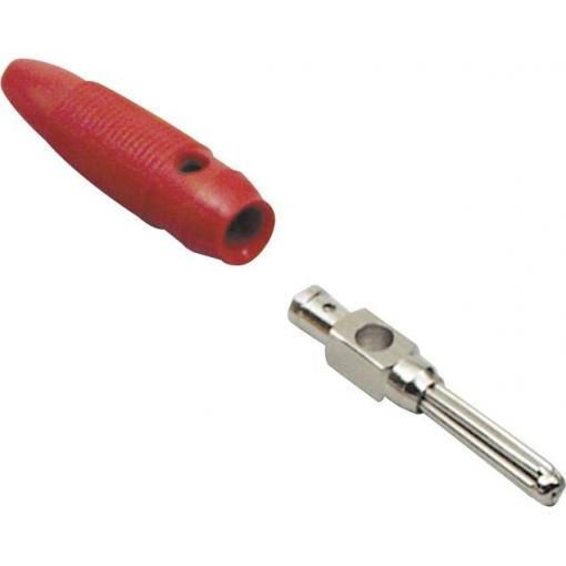 TRU COMPONENTS banánkový konektor zástrčka, rovná Ø pin: 4 mm červená 1 ks