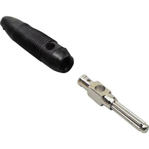 TRU COMPONENTS banánkový konektor zástrčka, rovná Ø pin: 4 mm černá 1 ks