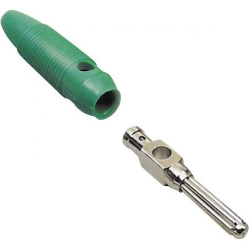 TRU COMPONENTS banánkový konektor zástrčka, rovná Ø pin: 4 mm zelená 1 ks
