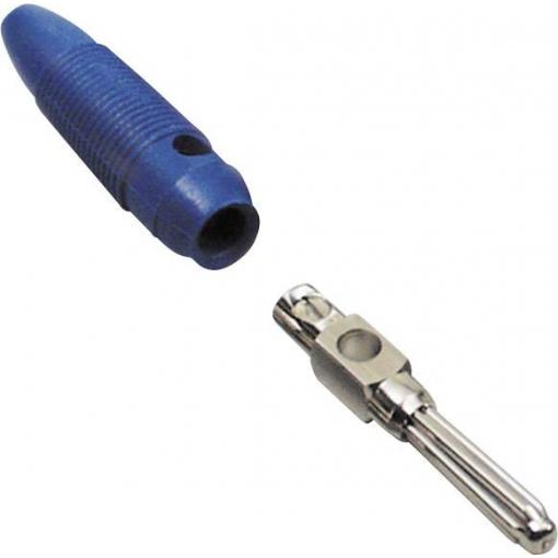 TRU COMPONENTS banánkový konektor zástrčka, rovná Ø pin: 4 mm modrá 1 ks