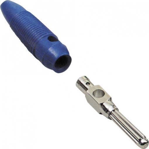 TRU COMPONENTS banánkový konektor zástrčka, rovná Ø pin: 4 mm modrá 1 ks