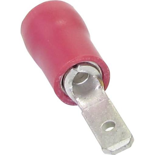 TRU COMPONENTS 1582775 faston konektor Šířka zástrčky: 4.80 mm Tloušťka konektoru: 0.50 mm 180 ° částečná izolace červená 1 ks