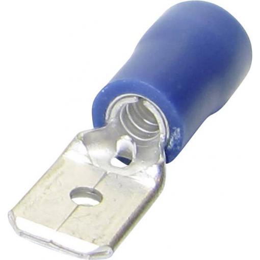 TRU COMPONENTS 1582962 faston konektor Šířka zástrčky: 4.80 mm Tloušťka konektoru: 0.80 mm 180 ° částečná izolace modrá 1 ks