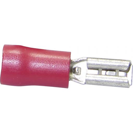 TRU COMPONENTS 1583061 faston zásuvka Šířka zástrčky: 4.80 mm Tloušťka konektoru: 0.80 mm 180 ° částečná izolace červená 1 ks