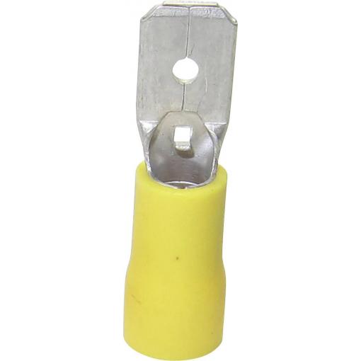 TRU COMPONENTS 1583063 faston konektor Šířka zástrčky: 6.30 mm Tloušťka konektoru: 0.80 mm 180 ° částečná izolace žlutá 1 ks