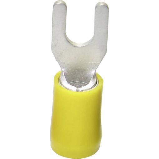 TRU COMPONENTS 1583077 vidlicové kabelové oko 4 mm² 6 mm² Ø otvoru=6.40 mm částečná izolace žlutá 1 ks