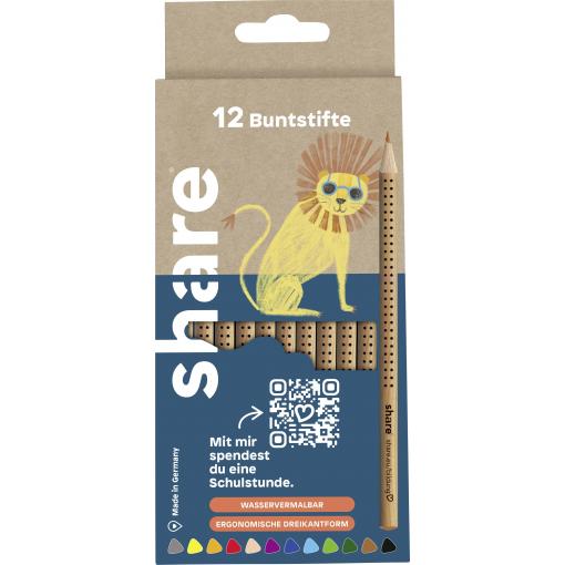 share pastelka trojhranná 4-0022-12 černá, červená, modrá, zelená, žlutá, oranžová, hnědá, fialová, světle modrá, tmavě šedá , béžová 1 ks