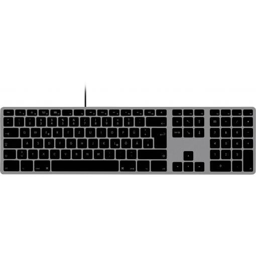Matias FK318B-DE Wired Aluminium Keyboard for Mac USB klávesnice německá, QWERTZ, Macintosh vesmírná šedá