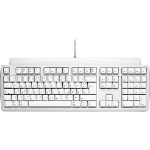 Matias FK302-DE Tactile Pro USB klávesnice německá, QWERTZ, Macintosh bílá USB hub, odnímatelný kabel