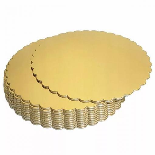 Kulatý dortový plát 26 cm, zlatý, karton