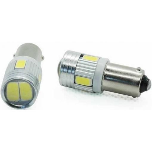 LED žárovka BA9S 12-24V/3W bílá, 6× SMD5630 s čočkou