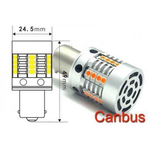 LED žárovka BaU15S 12 V, oranžová, 24× SMD2835, 25 W