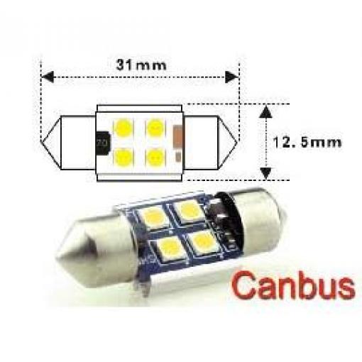 LED žárovka SV8,5-8 sufit 31 mm, 12–24 V / 1,5 W, bílá