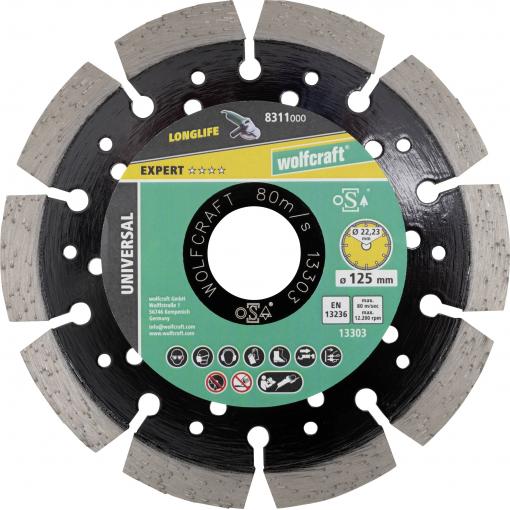 Wolfcraft 8311000 diamantový řezný kotouč 125 mm 1 ks beton, Slínková cihla, přírodní kámen, Pemza, Vápenopísková cihla