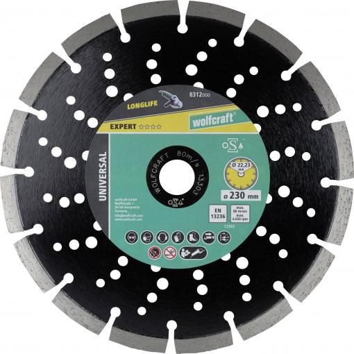 Wolfcraft 8312000 diamantový řezný kotouč 230 mm 1 ks beton, Slínková cihla, přírodní kámen, Pemza, Vápenopísková cihla