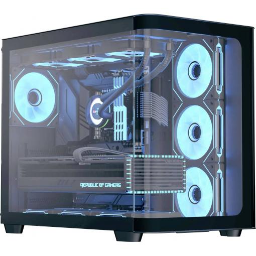AeroCool P500C-G-BK-V1 midi tower PC skříň černá, bílá