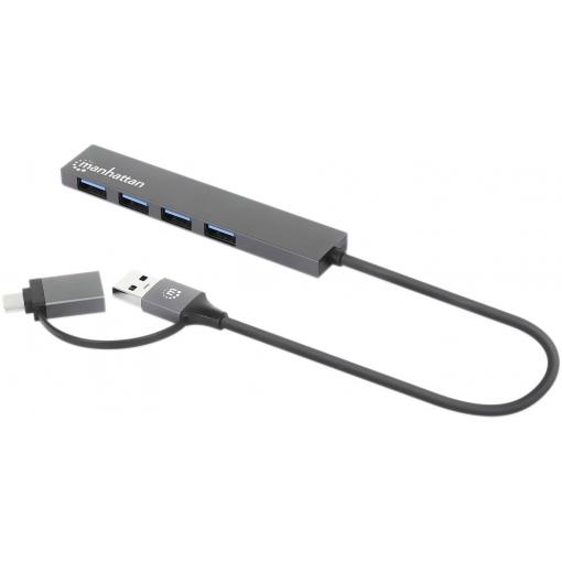 Manhattan 181006 USB Hub 4 porty USB-A USB 3.0 5 GBit/s vesmírná šedá 181006