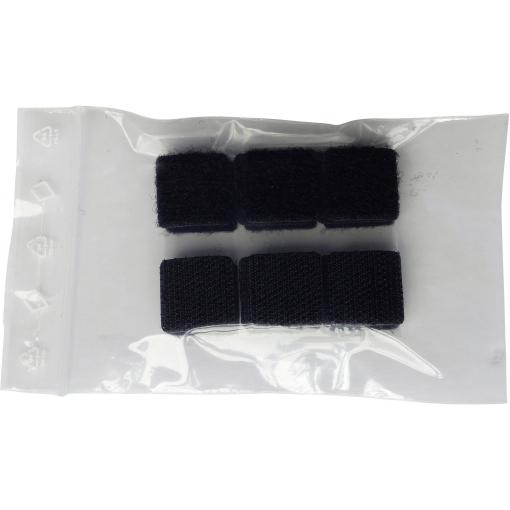 TRU COMPONENTS 682-330-Bag čtvercové suché zipy, lepicí, háčková a flaušová část, (d x š) 20 mm x 20 mm, černá, 8 pár