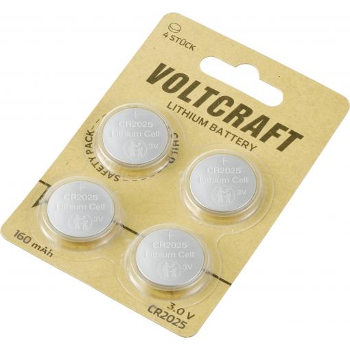 VOLTCRAFT knoflíkový článek CR 2025 3 V 4 ks 160 mAh lithiová LM2025