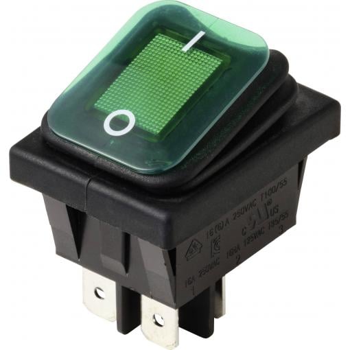 TRU COMPONENTS TC-13599532 kolébkový spínač 250 V/AC 16 A 2x vyp/zap IP65 (čelní strana) s aretací 1 ks