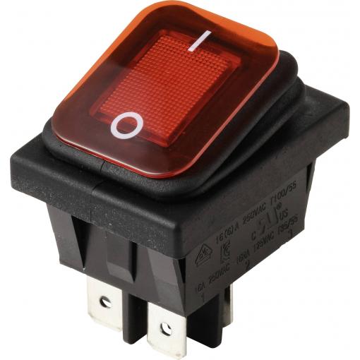 TRU COMPONENTS TC-13599528 kolébkový spínač 250 V/AC 16 A 2x vyp/zap IP65 (čelní strana) s aretací 1 ks