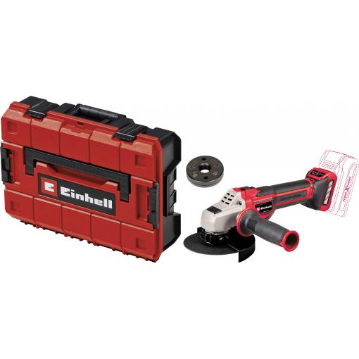 Einhell 4431155+4540011 Akumulátorová úhlová bruska 125 mm, bez akumulátoru, bez nabíječky, Vč. Rychloupínacího matice, včetně elektronického kufru, 18 V