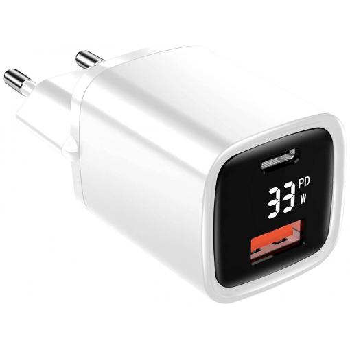 Eaxus Dual Port USB nabíječka, 1x USB A , 1x USB-C®, 33 W, bílá