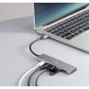 Renkforce RF-6676604 USB Hub 3 + 1 port USB-A, USB-C® USB 3.2 Gen1 5 GBit/s s hliníkovým krytem, Nabíjecí přípojka USB-C® PD šedá RF-USBH-300
