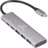 Renkforce RF-6676604 USB Hub 3 + 1 port USB-A, USB-C® USB 3.2 Gen1 5 GBit/s s hliníkovým krytem, Nabíjecí přípojka USB-C® PD šedá RF-USBH-300