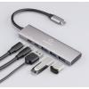 Renkforce RF-6676604 USB Hub 3 + 1 port USB-A, USB-C® USB 3.2 Gen1 5 GBit/s s hliníkovým krytem, Nabíjecí přípojka USB-C® PD šedá RF-USBH-300