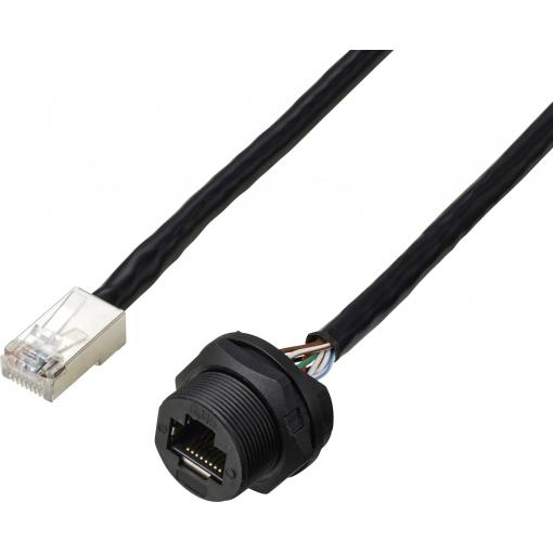 TRU COMPONENTS TC-13543644, RJ45 konektor, černá, 1 ks