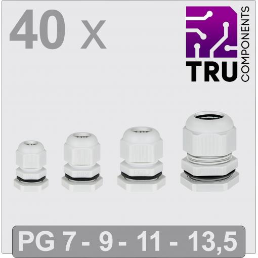 TRU COMPONENTS T24CA121 kabelová průchodka, TC-13448360, od 3.5 mm, do 12 mm, PG7, PG9, PG11, PG13.5, 40 ks