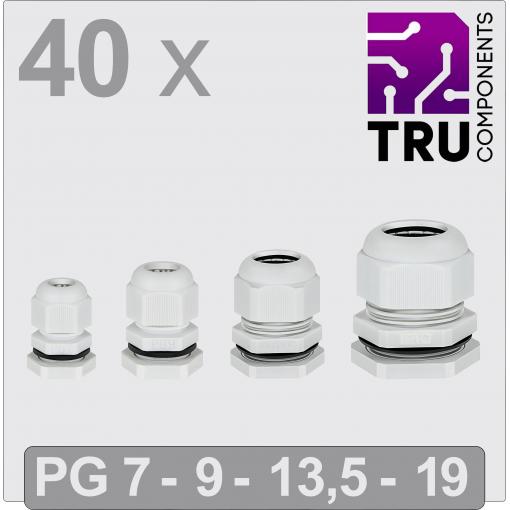 TRU COMPONENTS T24CA120 kabelová průchodka, TC-13448356, od 3.5 mm, do 15 mm, 40 ks