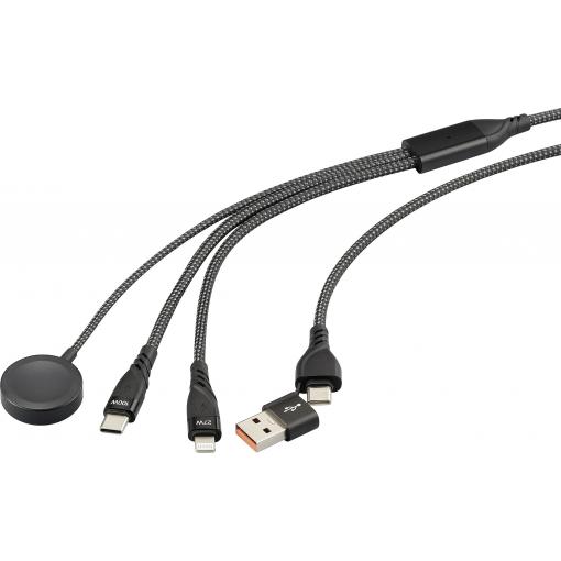 Renkforce Nabíjecí kabel USB USB 2.0 USB-A zástrčka, USB-C ® zástrčka, Apple Lightning konektor, USB-C ® zástrčka, Magnetický konektor 1.20 m černá látkový