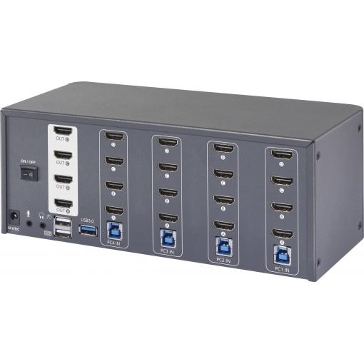 SpeaKa Professional 4 Port HDMI Multi Display KVM Switch 4x4 porty KVM konsole HDMI 3840 x 2160 Pixel
