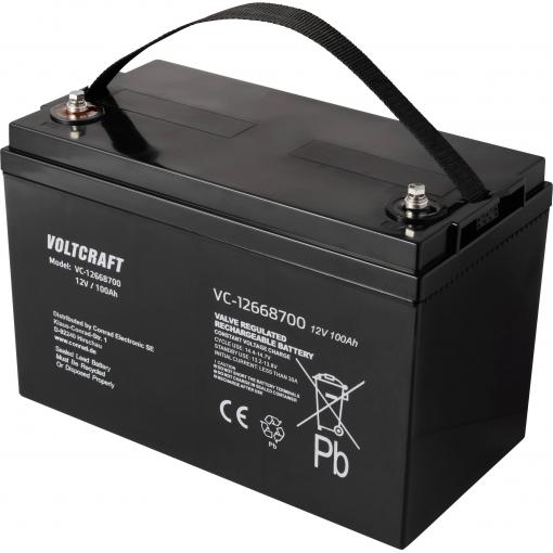 VOLTCRAFT VC-12668700 VC-16623050 olověný akumulátor 12 V 100 Ah olověný se skelným rounem (š x v x h) 330 x 215 x 171 mm bezúdržbové, nepatrné vybíjení